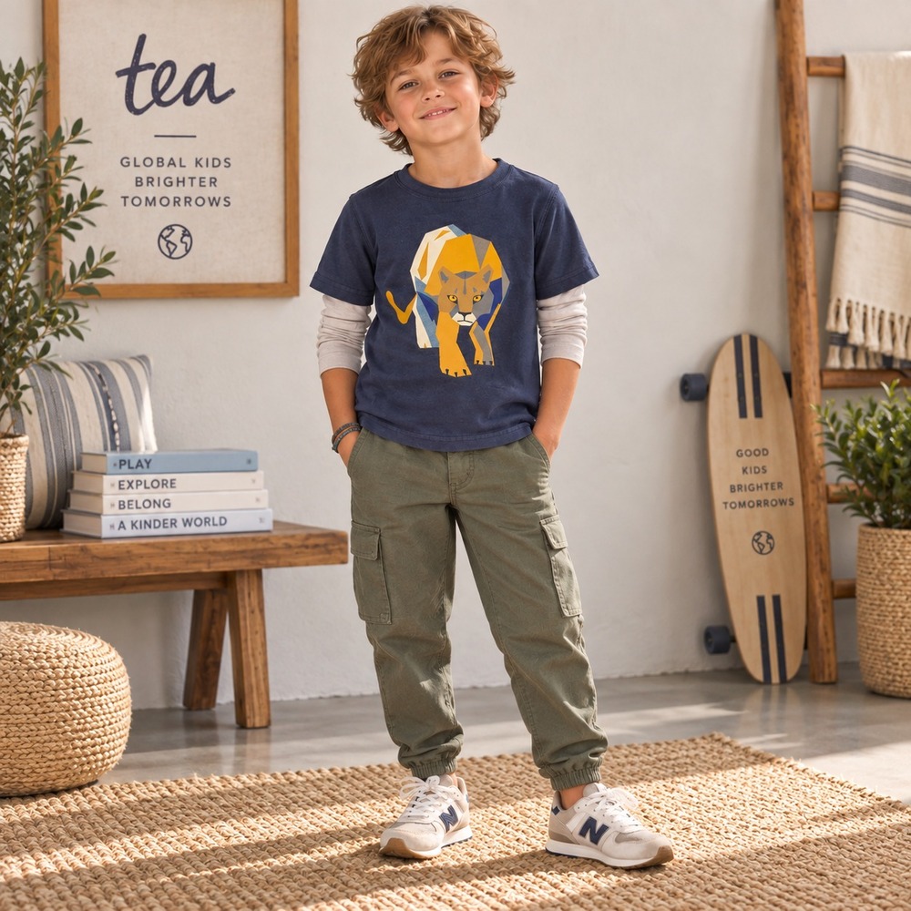 TEA COLLECTION Kids Boys T-Shirt 4 Mountain Lion Cougar Graphic 100% Cotton